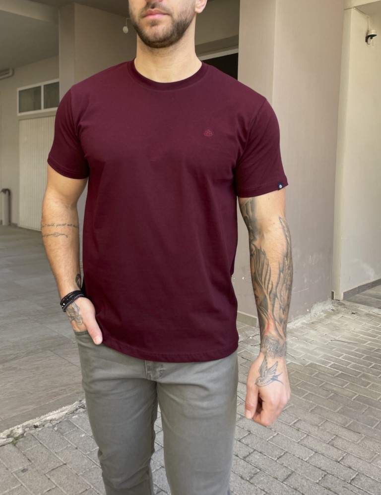 Everbest Everbest ανδρικό μπορντό Plus Size T-shirt 242800B